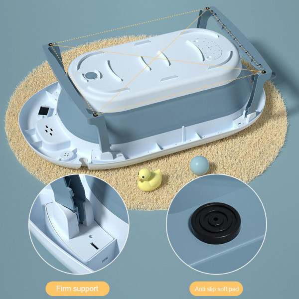 Multifunctional Folding Baby Bathtub with Pillow & Thermometer