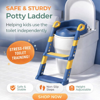Potty Trainer Commode | With Ladder | Foldable | 2 In 1