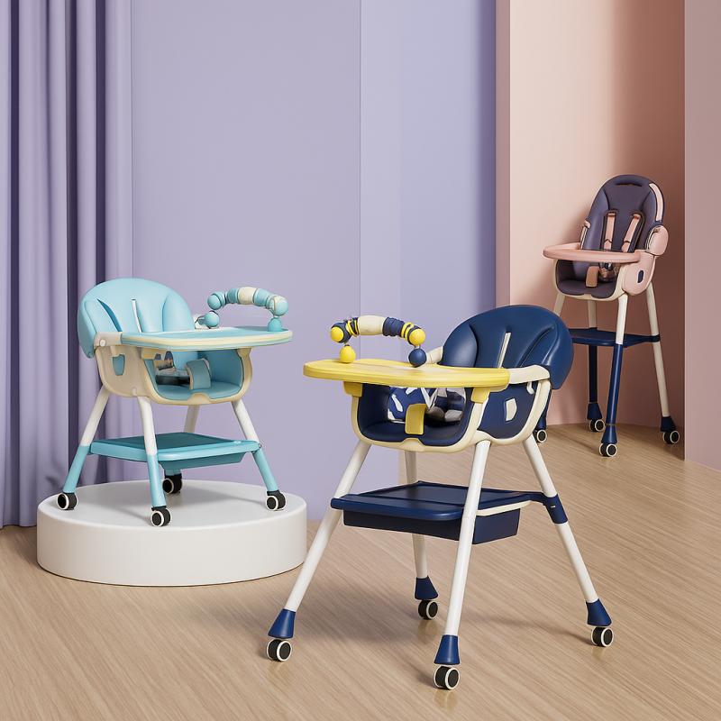 3-In-1 Premium Quality Foldable Baby Feeding high Chair | Multifuntional | Green Color-Lokkisona-bangladesh