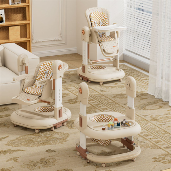 3 in 1 Foldable Portable Baby High Chair | Adjustable Feeding, Walker & Rocker Chair