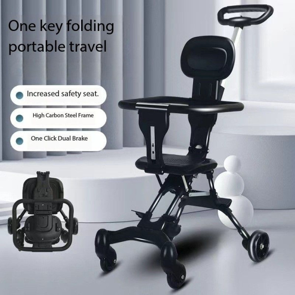 Top Light Portable 4-Wheel Mini Baby Tricycle Stroller with Stainless Steel Frame |Brown Color