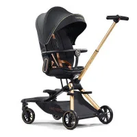 Luxurious  V16 Baby Walker Lightweight Baby Strollers can Sit or Lie Down Folding Two-way High Landscape Newborn Stroller | Color Black