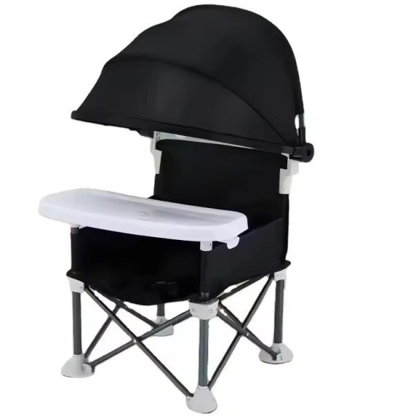 Portable Foldable Baby Chair with Canopy & Feeding Tray (Gray/Black) Portable Foldable Baby Chair with Canopy & Feeding Tray (Gray/Black)