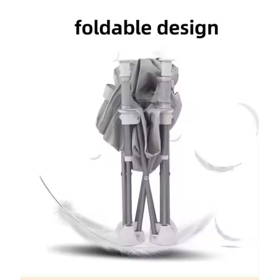 Portable Foldable Baby Chair with Canopy & Feeding Tray (Gray/Black)