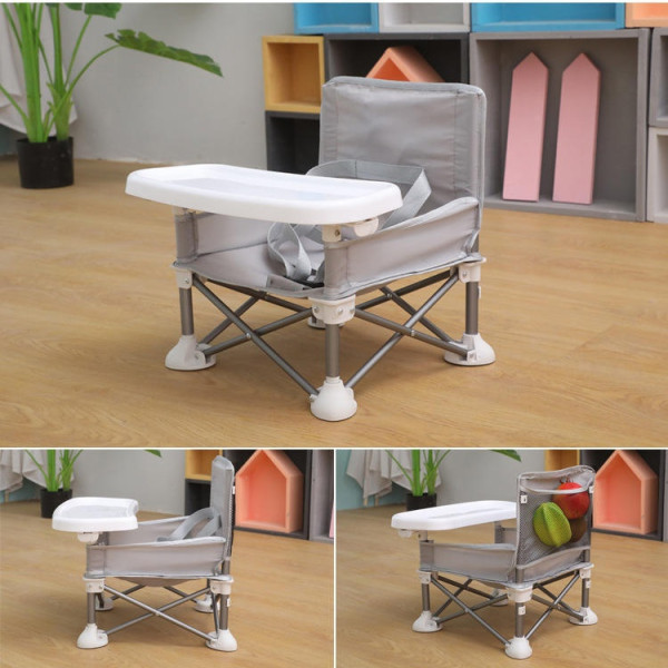 Portable Foldable Baby Chair with Canopy & Feeding Tray (Gray/Black) Portable Foldable Baby Chair with Canopy & Feeding Tray (Gray/Black)