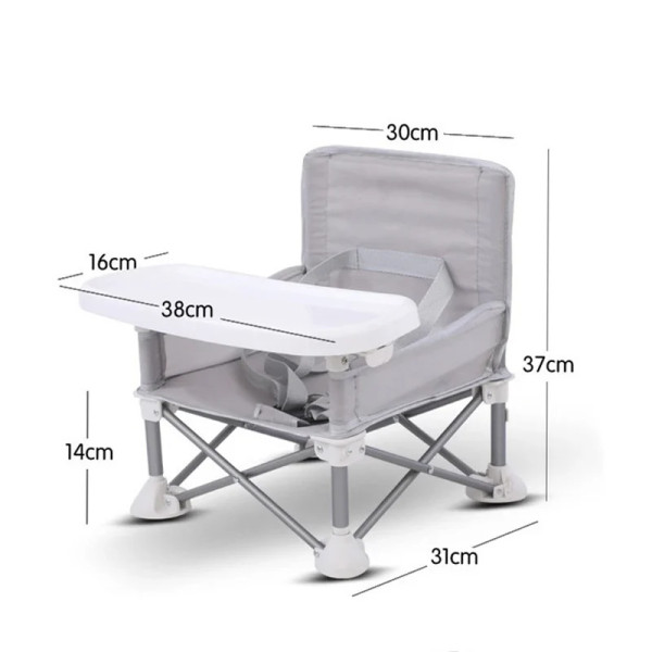 Portable Foldable Baby Chair with Canopy & Feeding Tray (Gray/Black) Portable Foldable Baby Chair with Canopy & Feeding Tray (Gray/Black)
