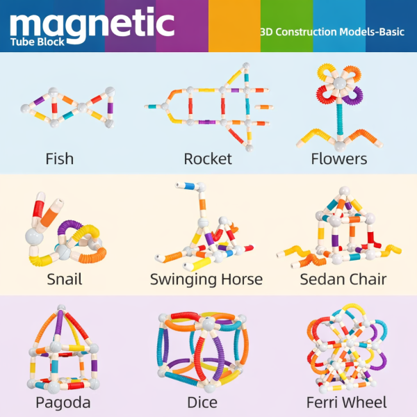 Magnetic Constructor Building Sticks with Flexible Tubes for Kids | Magnetic Constructor Building Sticks with Flexible Tubes for Kids |