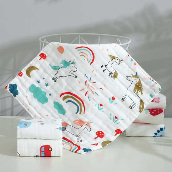 5 Pcs - Six Layer Face Towel Cotton Washcloth Cum Baby Towel | Very Soft & Smooth | 5 Pcs Set | Mixed Printed 5 Pcs - Six Layer Face Towel Cotton Washcloth Cum Baby Towel | Very Soft & Smooth | 5 Pcs Set | Mixed Printed