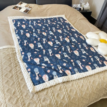 Thick Cotton Baby Blanket – Warm Cartoon Beanie Quilt for Toddlers (43 x 59 Inches) | Autumn Winter Nap Blanket (Pink Horse Design)