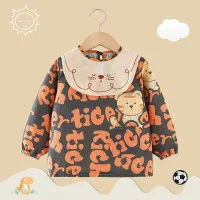 Corduroy Waterproof Baby Smock Bib – Long Sleeve Anti-Dirty Feeding Apron (0–2 Years) | Autumn Winter Reverse Wear Baby Protective Clothing