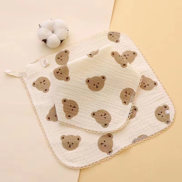 Four Layer Cotton Bibs| Very Soft & Smooth | Bear Head Four Layer Cotton Bibs| Very Soft & Smooth | Bear Head