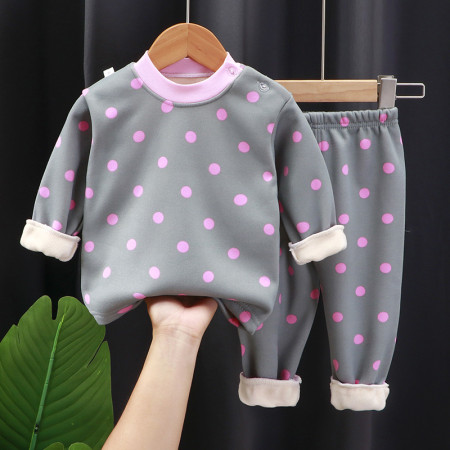 Children's Clothing Top-Bottom Set | For Cool Night and AC Room | Plove pink dot Print Children's Clothing Top-Bottom Set | For Cool Night and AC Room | Plove pink dot Print