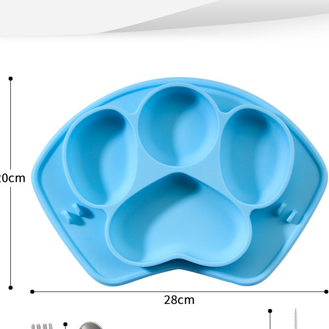 Highly Silicone Glue Feeding Dish with Spoon set & Straw | Infant Eating Training | Best Gift Box | Pink Color