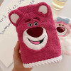Strawberry Bear Bath Towels High Dense Coral Velvet Absorption | Red Color | Big Size 20x55 Inch | Face Towel + Bath Towel