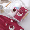 Strawberry Bear Bath Towels High Dense Coral Velvet Absorption | Red Color | Big Size 20x55 Inch | Face Towel + Bath Towel
