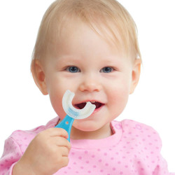 U-Shape Toothbrush For Kids Silicon Bristles Mouth Shape Teeth Cleaning Brush