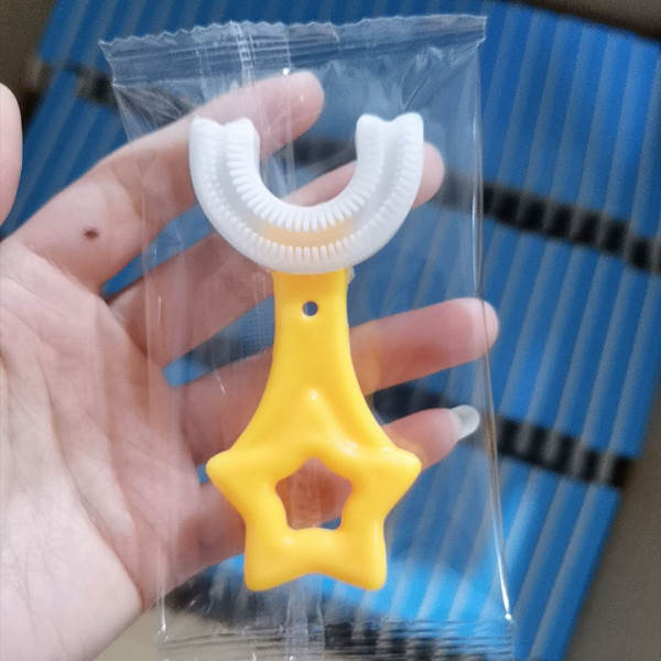 U-Shape Toothbrush For Kids Silicon Bristles Mouth Shape Teeth Cleaning Brush
