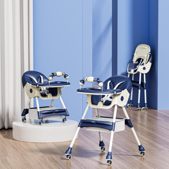2-In-1 Premium Quality Foldable Baby Feeding high Chair | Multifuntional | Blue Color