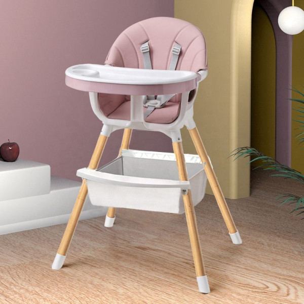 Modern Adjustable Baby High Chair with Storage Basket & Safety Harness Modern Adjustable Baby High Chair with Storage Basket & Safety Harness