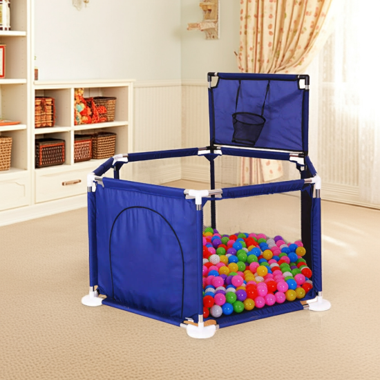 Playpen Round Playpen for twin, with Basketball Hoop, Comes with Bracket, Stainless Steel Framing with 30 Pcs Ball