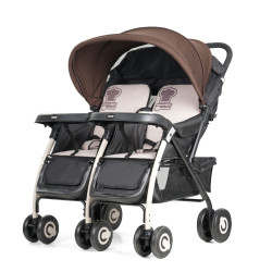 BAOBAOHAO 703A Twins Baby Stroller | Coffee BAOBAOHAO 703A Twins Baby Stroller | Coffee