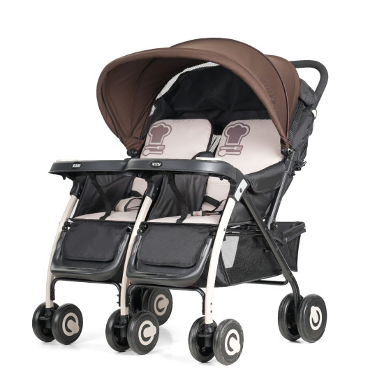 BAOBAOHAO 703A Twins Baby Stroller | Coffee BAOBAOHAO 703A Twins Baby Stroller | Coffee