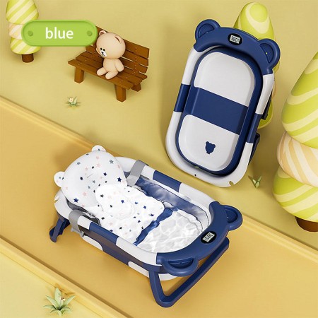 Multifunctional Folding Baby Bathtub with Holder & Thermometer