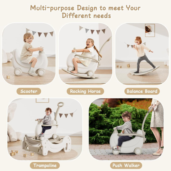 5-in-1 Multifunctional Rocking Horse Chair for Toddlers – Montessori Ride-On Toy