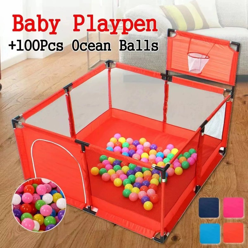 4x4 Feet | Playpen for twin, with Basketball Hoop, Comes with Bracket and 30 Ball-Lokkisona-bangladesh