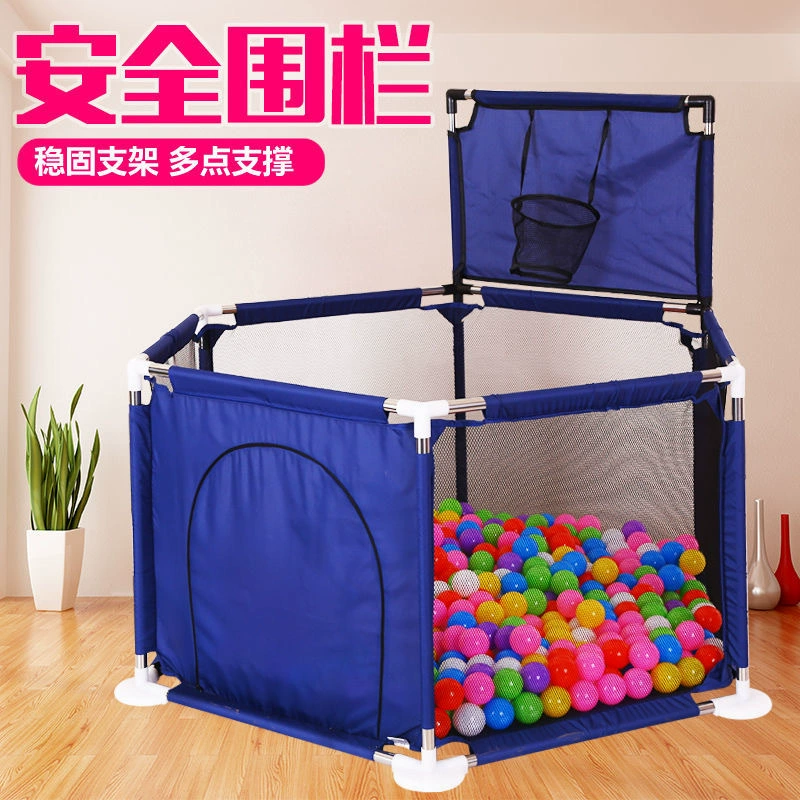 Round Playpen for twin, with Basketball Hoop, Comes with Bracket, Stainless Steel Framing with 30 Pcs Ball | Red-Lokkisona-bangladesh