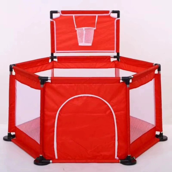Playpen for twin, with Basketball Hoop, Comes with Bracket, Stainless Steel Framing with 30 Pcs Ball | Gray