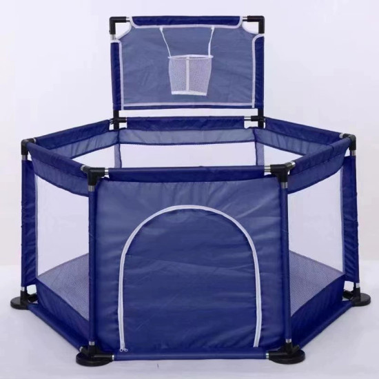 Playpen for twin, with Basketball Hoop, Comes with Bracket, Stainless Steel Framing with 30 Pcs Ball | Gray