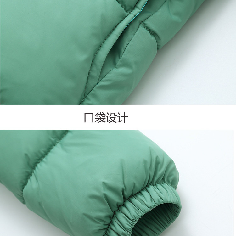 Cozy Up in Style: Children's Velvet Fleece Winter Down Jacket in Pea Green