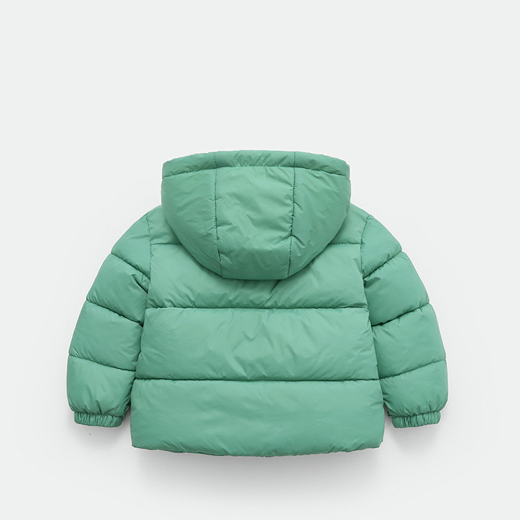 Cozy Up in Style: Children's Velvet Fleece Winter Down Jacket in Pea Green