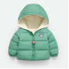Cozy Up in Style: Children's Velvet Fleece Winter Down Jacket in Pea Green