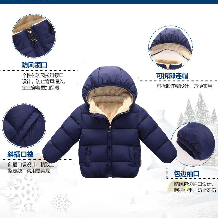 Padded Children's Fleece Keep Warm Down Jacket | Increased Thickness | Navy Blue Padded Children's Fleece Keep Warm Down Jacket | Increased Thickness | Navy Blue
