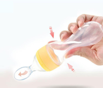 Full Body Silicone Rice Paste Bottle With Cork- Silicone Feeder Bottle with Squeezing Spoon