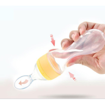 Full Body Silicone Rice Paste Bottle With Cork- Silicone Feeder Bottle with Squeezing Spoon