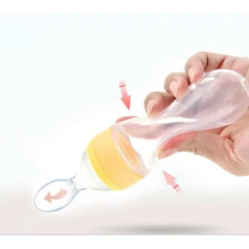Full Body Silicone Rice Paste Bottle With Cork- Silicone Feeder Bottle with Squeezing Spoon