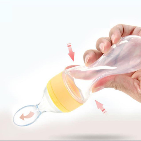 Full Body Silicone Rice Paste Bottle With Cork- Silicone Feeder Bottle with Squeezing Spoon