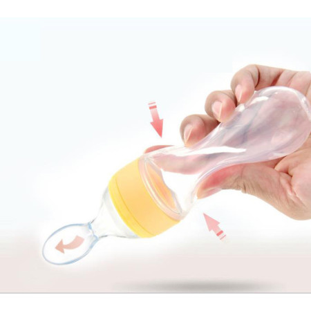 Full Body Silicone Rice Paste Bottle With Cork- Silicone Feeder Bottle with Squeezing Spoon
