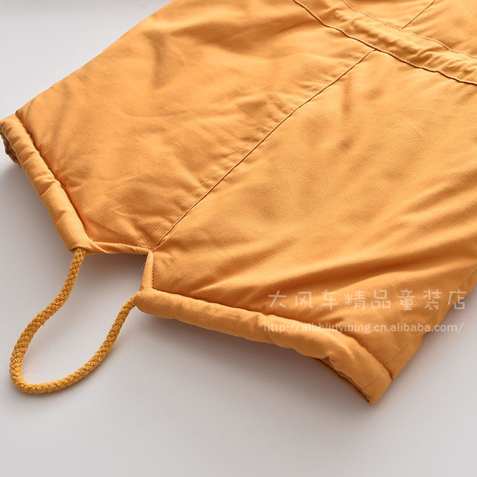 Winter Warm Down Jacket With Hood - Cotton & Thick Filling - Yellow Fleece - Color 2-4 Year