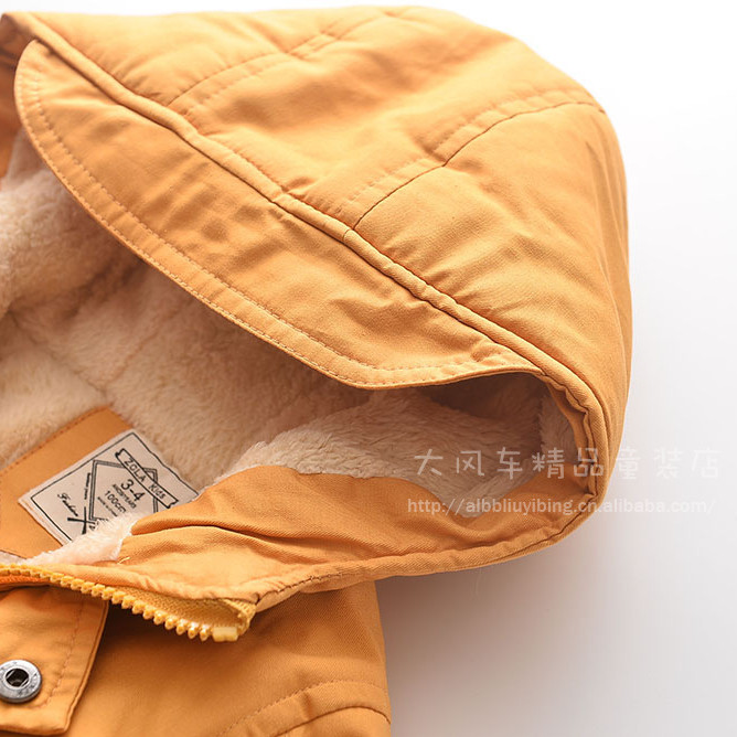 Winter Warm Down Jacket With Hood - Cotton & Thick Filling - Yellow Fleece - Color 2-4 Year