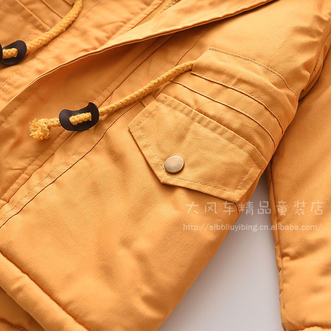 Winter Warm Down Jacket With Hood - Cotton & Thick Filling - Yellow Fleece - Color 2-4 Year