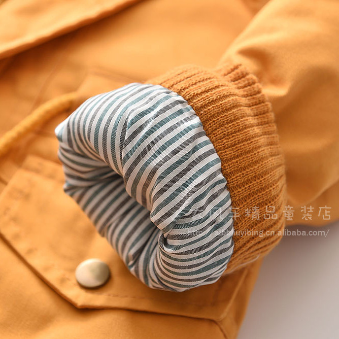 Winter Warm Down Jacket With Hood - Cotton & Thick Filling - Yellow Fleece - Color 2-4 Year
