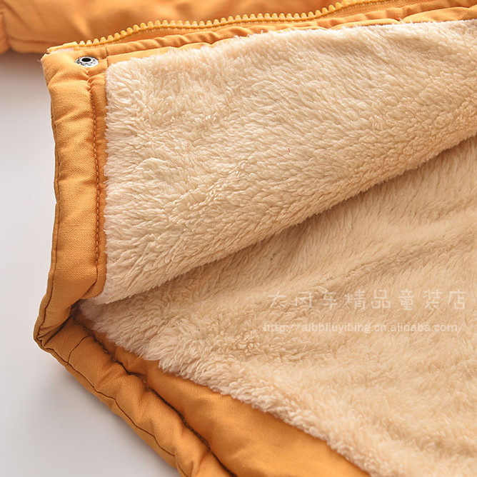 Winter Warm Down Jacket With Hood - Cotton & Thick Filling - Yellow Fleece - Color 2-4 Year