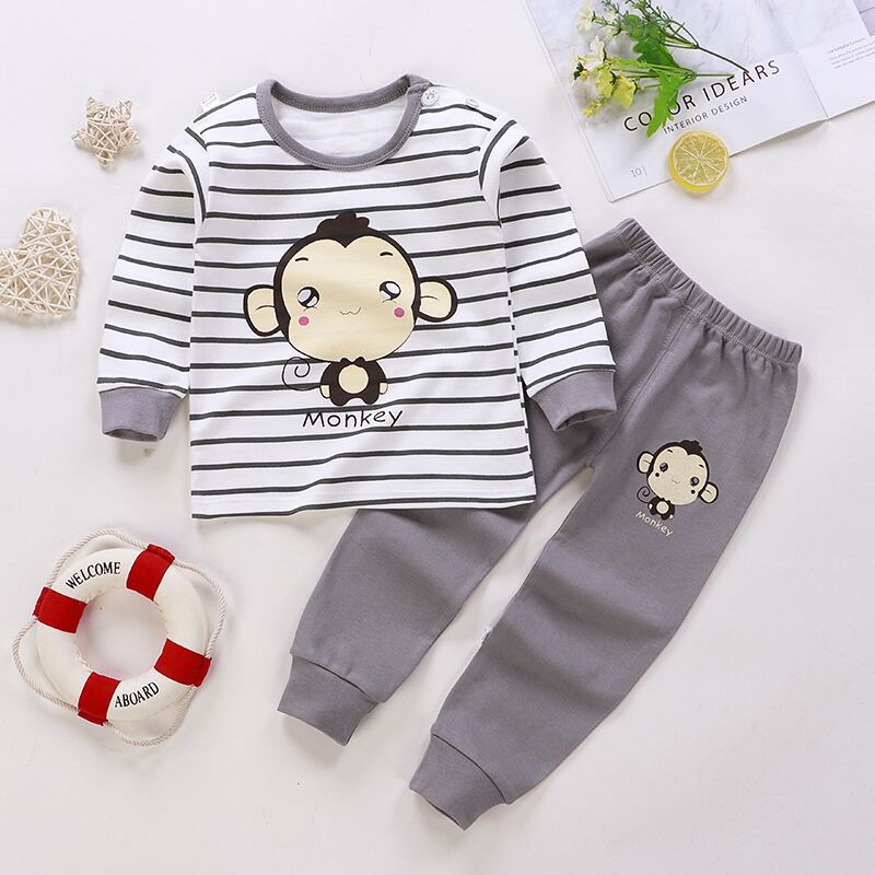 Top-Bottom Suit Boys & Girls Long Sleeve Comfortable Cute Cartoon Tops and Pants Set | Style:Gray Monkey Top-Bottom Suit Boys & Girls Long Sleeve Comfortable Cute Cartoon Tops and Pants Set | Style:Gray Monkey