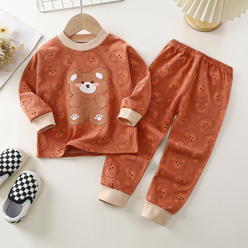 Top-Bottom Suit Boys & Girls Long Sleeve Comfortable Cute Cartoon Tops and Pants Set | Style: Orange Bear Top-Bottom Suit Boys & Girls Long Sleeve Comfortable Cute Cartoon Tops and Pants Set | Style: Orange Bear