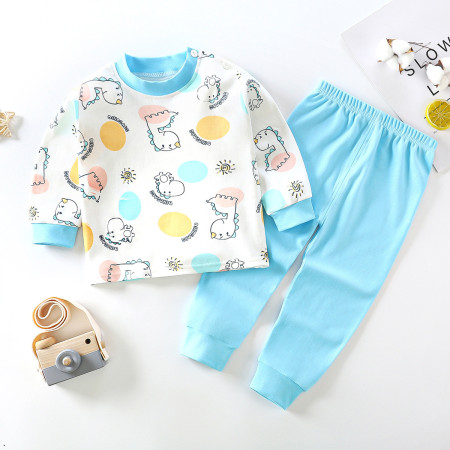 Top-Bottom Suit Boys & Girls Long Sleeve Comfortable Cute Cartoon Tops and Pants Set | Style: Sky Fish