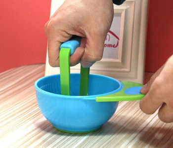 Food Masher Rice Potato Vegetable Mash Bowl with Masher | Color Random